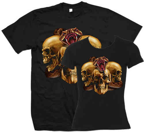 3 Skulls & Snake T-paita